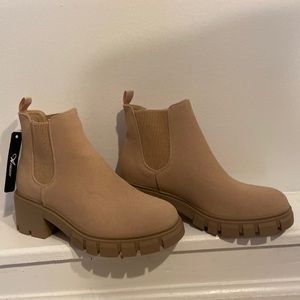 Beige Lug Sole Chelsea Boots